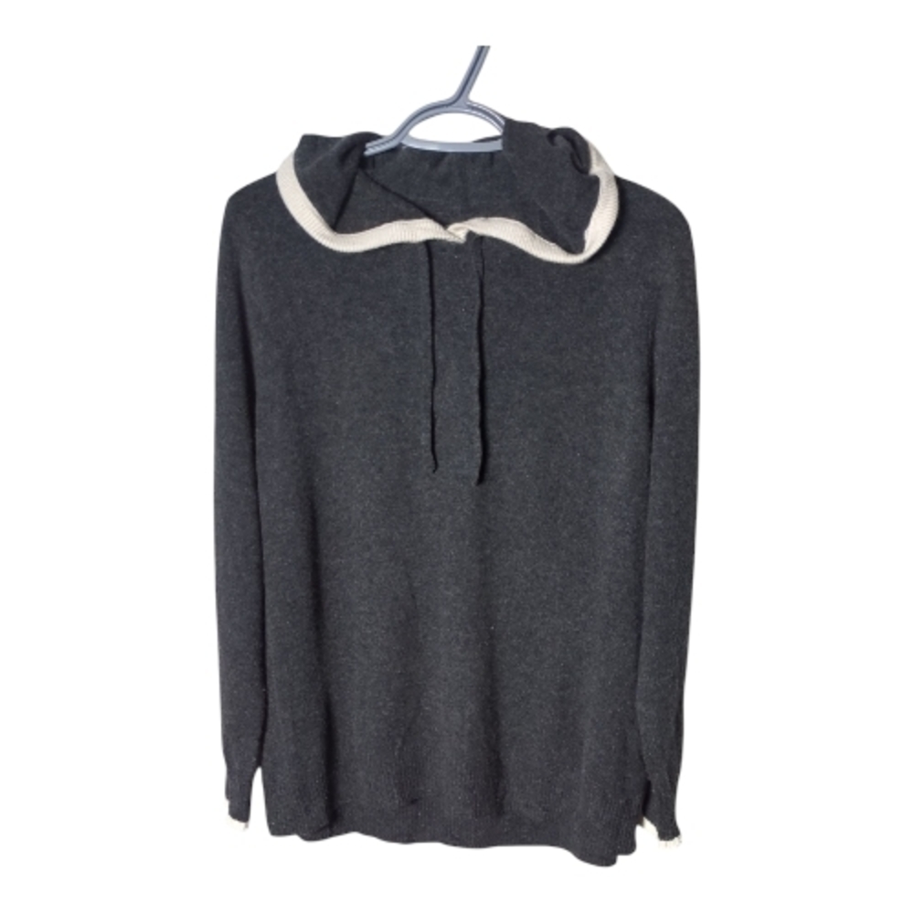 Summersalt The Coziest‎ Cashmere Blend Hoodie in Charcoal & White Sand Sz Med